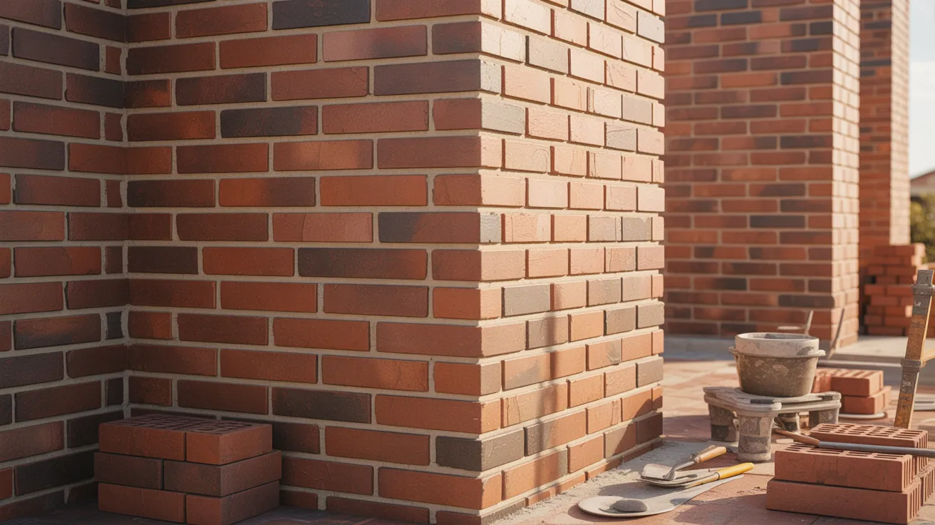 Brick masonry wall being built on a residential project