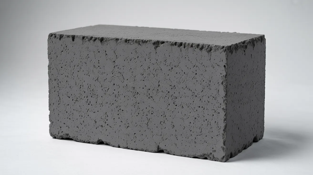 Solid CMU block with no hollow cores on a white background