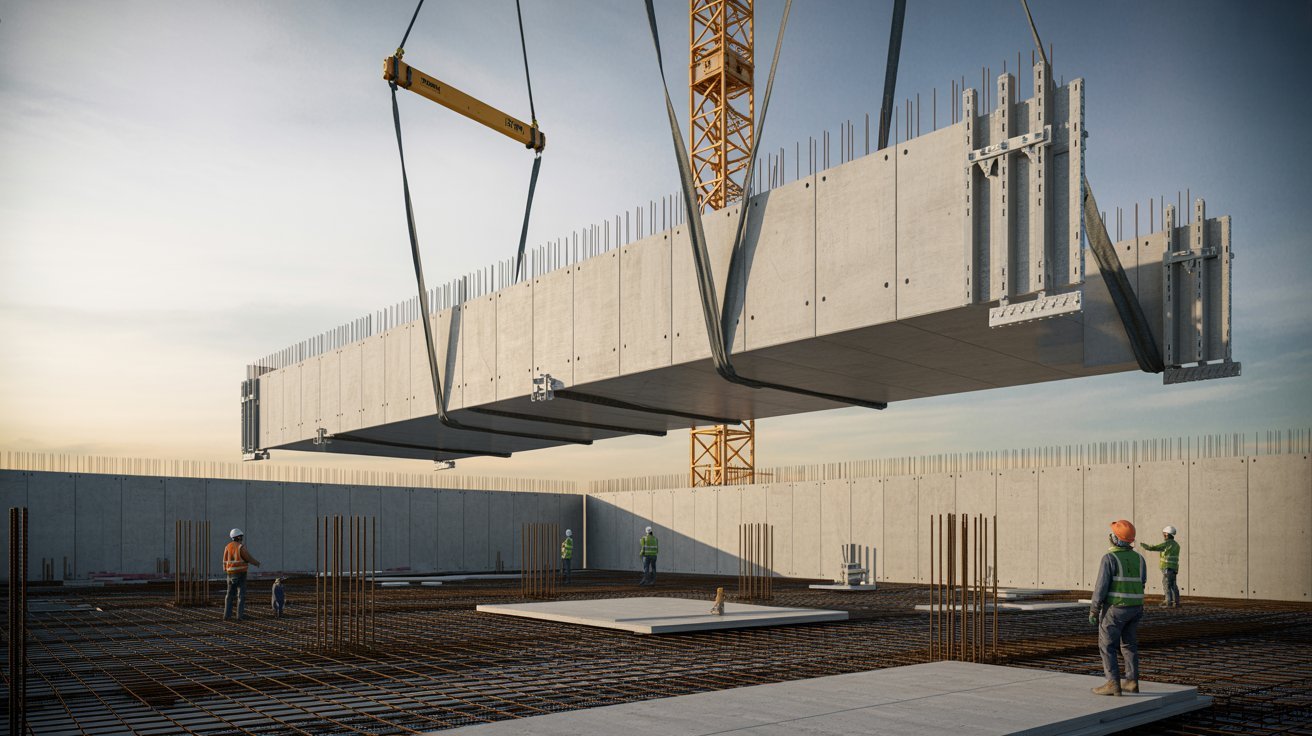 Precast modular concrete systems used in modern CBS construction.