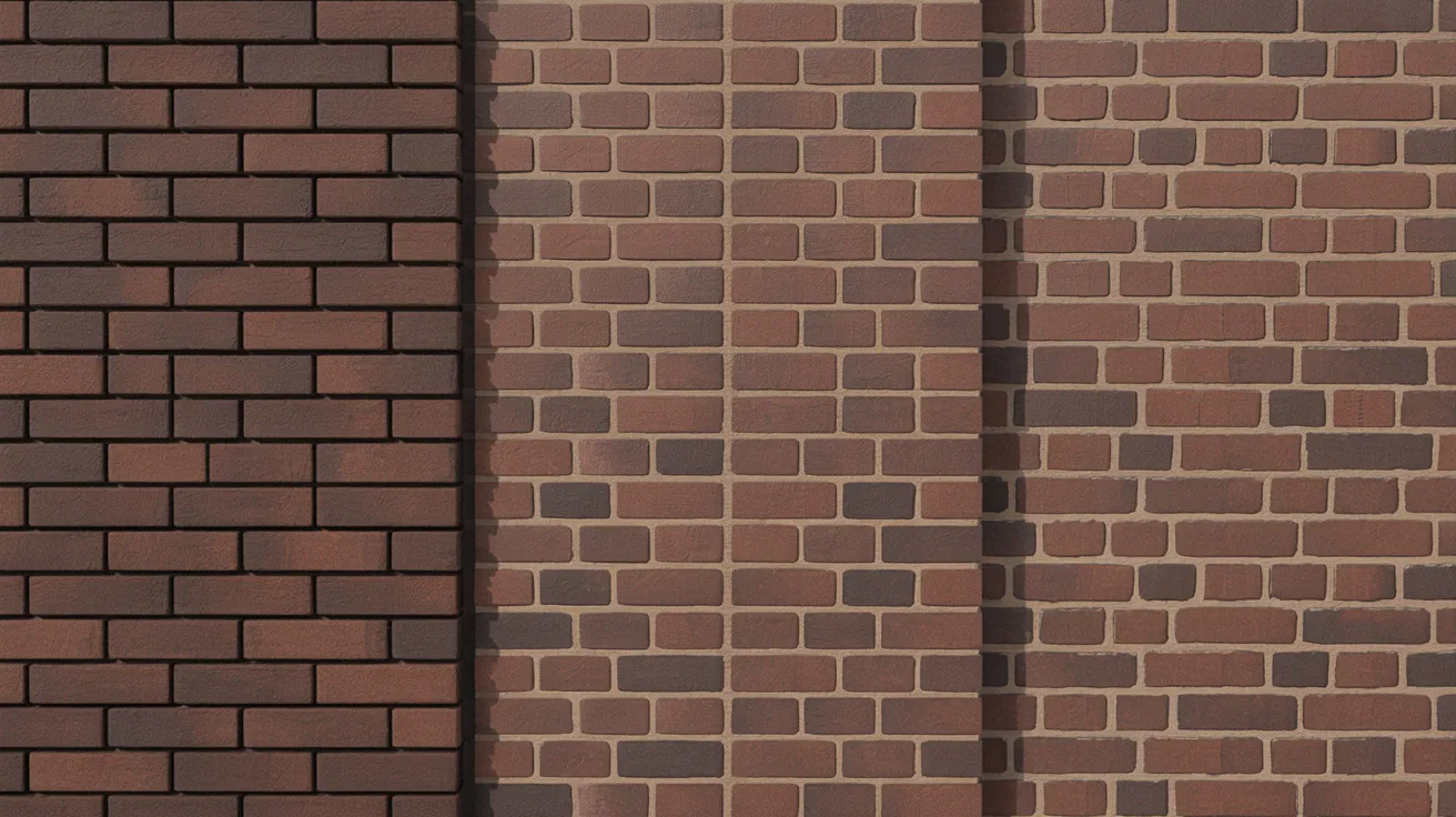 Examples of stretcher bond, English bond, and Flemish bond brick patterns.