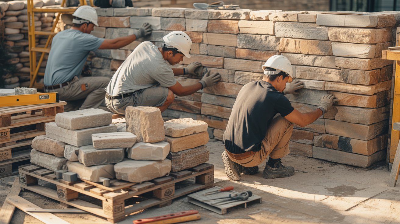 Material and labor costs for building a stone house.