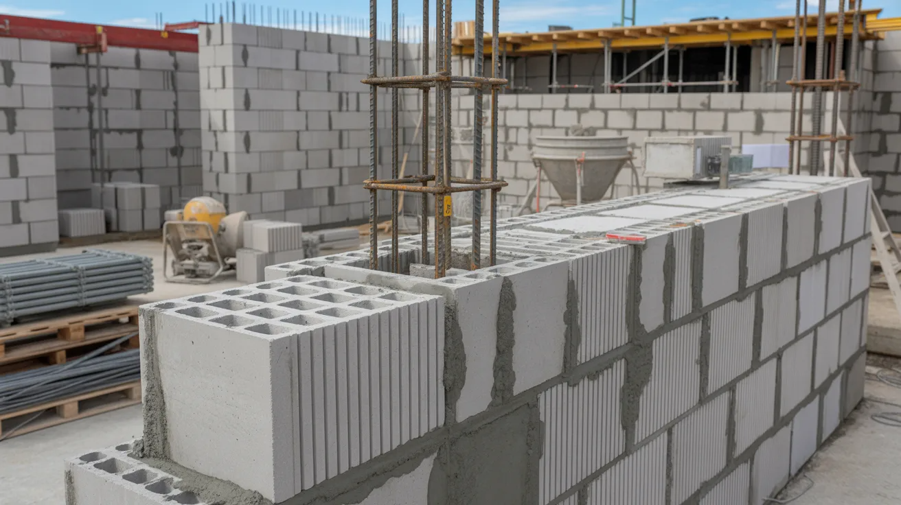 Concrete block masonry used in commercial construction
