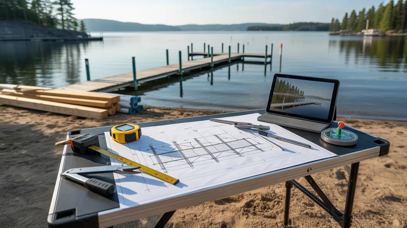 Planning layout for a floating dock near a waterfront area