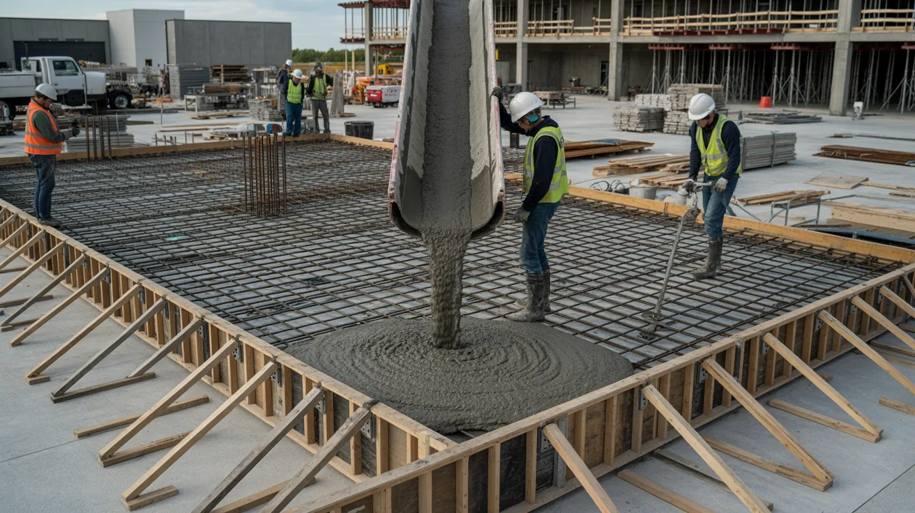 Concrete slab prepared for tilt-up wall panel casting 
