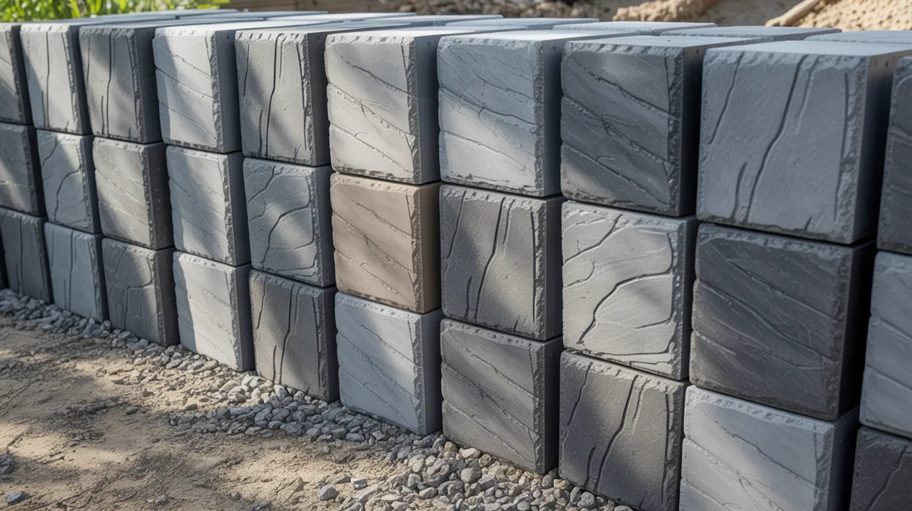Decorative split-face CMU blocks with rough textured surface used in construction