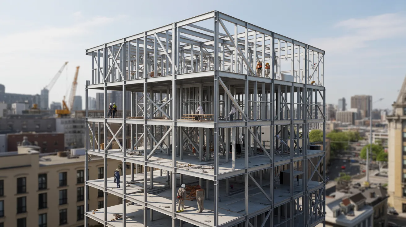 Multi-story residential building with light gauge steel framing
