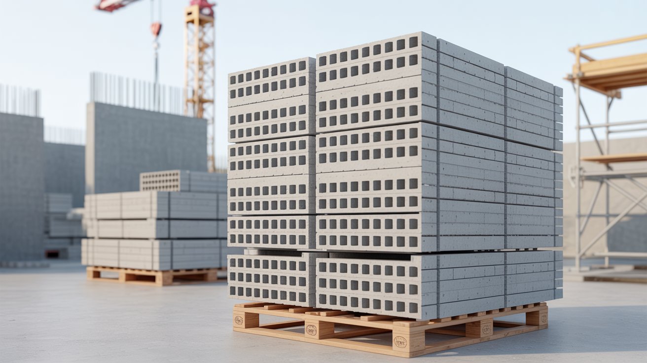 Lightweight insulated concrete blocks used in modern CBS construction.