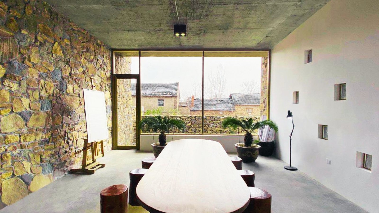 Picture showing the interior of a stone house.