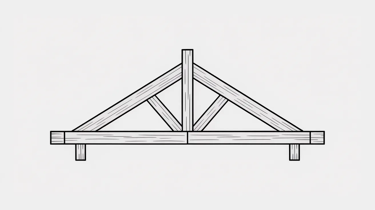 King post roof truss diagram showing central vertical post and triangular frame