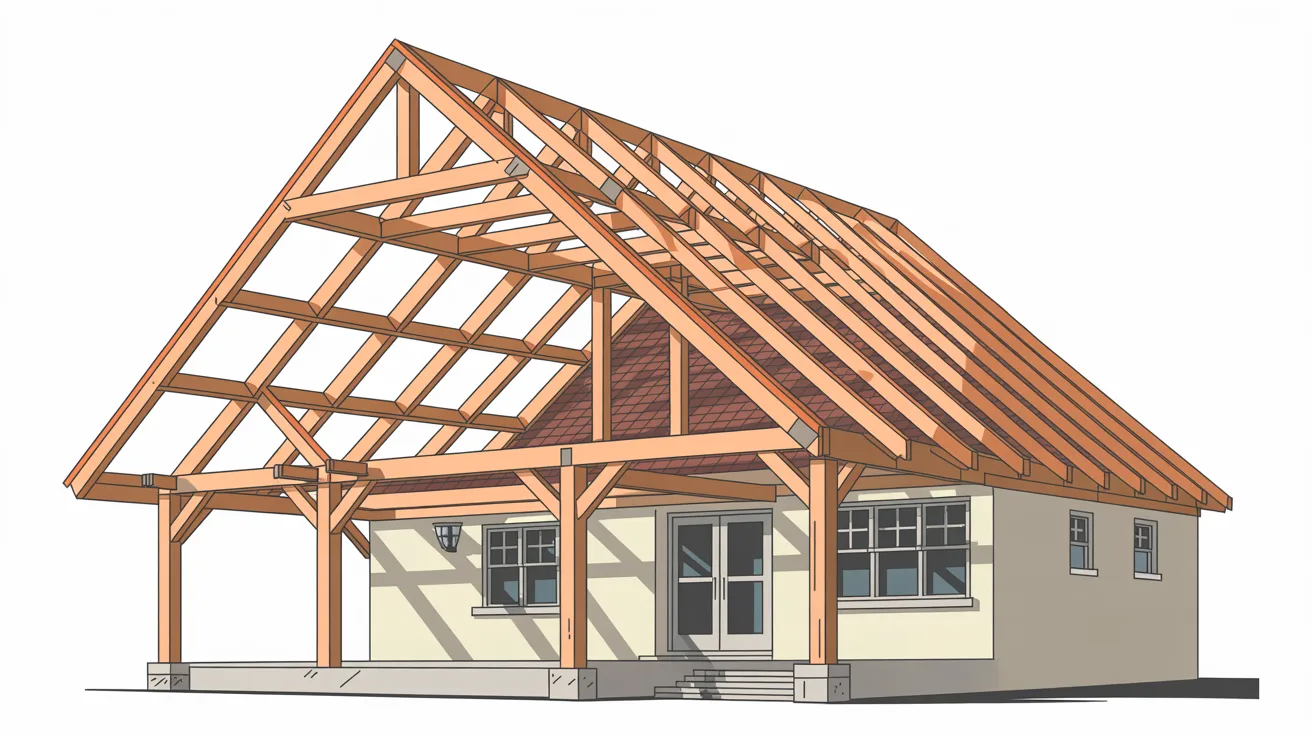 Diagram showing the basic structure of a residential roof truss with labeled parts