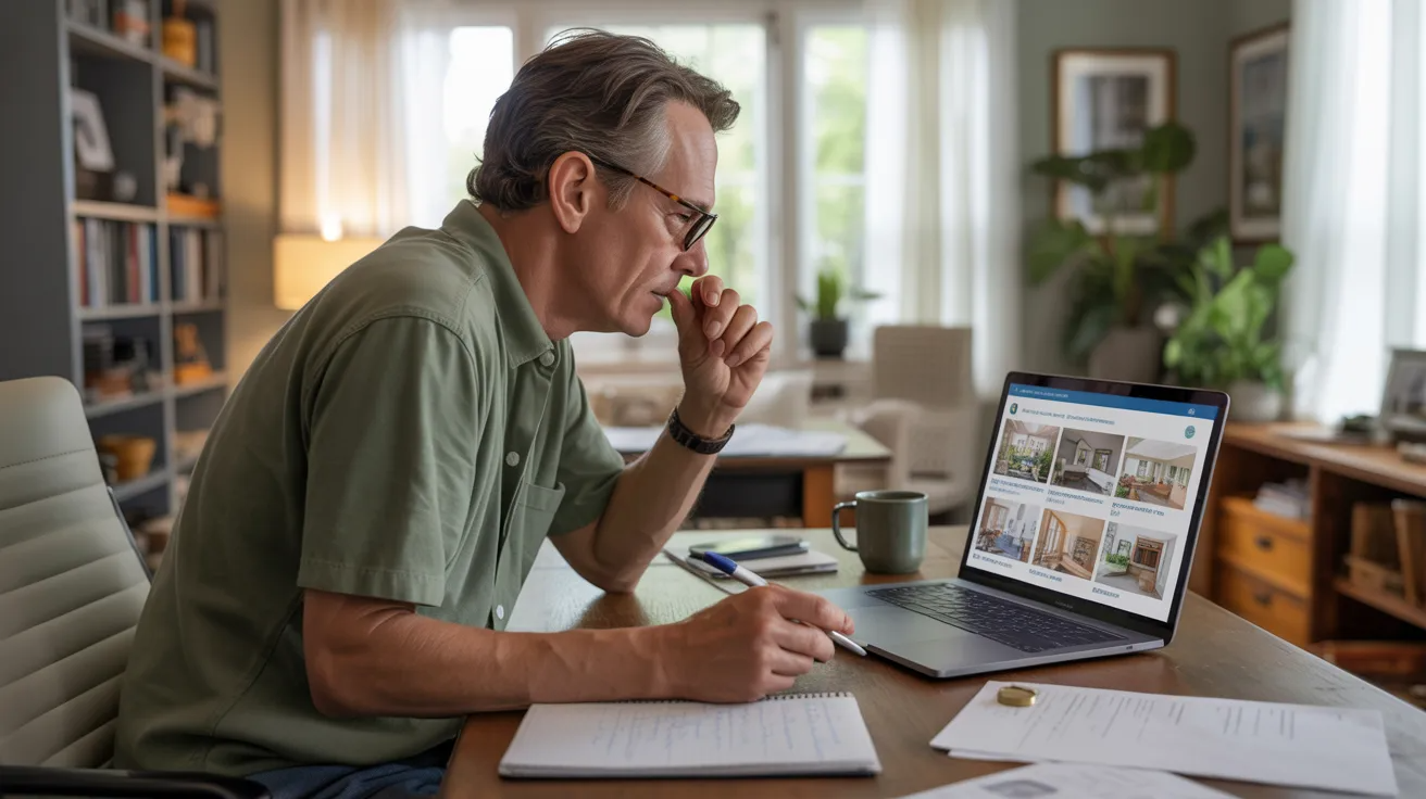 Person searching online for reliable construction contractors