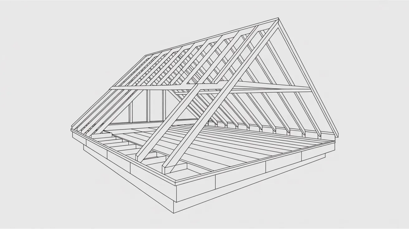 Attic roof truss diagram showing open center space for usable room or storage