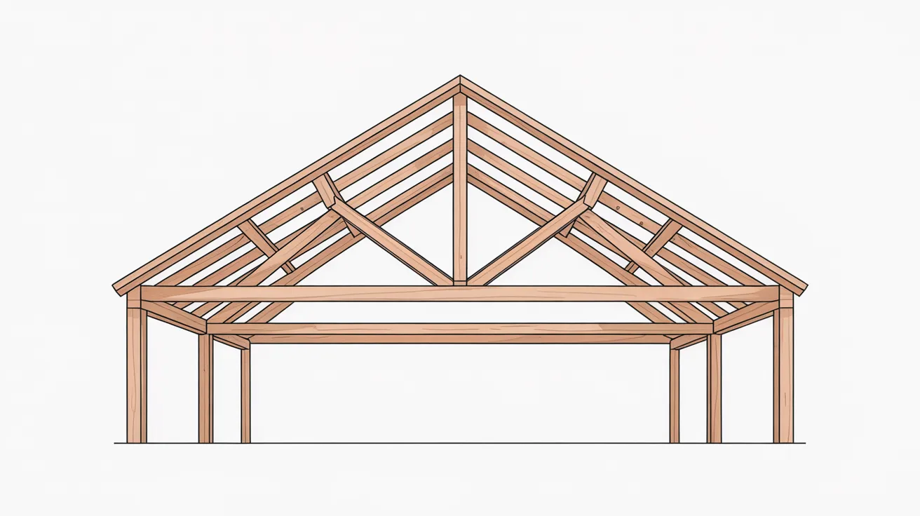 Scissor roof truss diagram showing crossed bottom chords for vaulted ceiling design