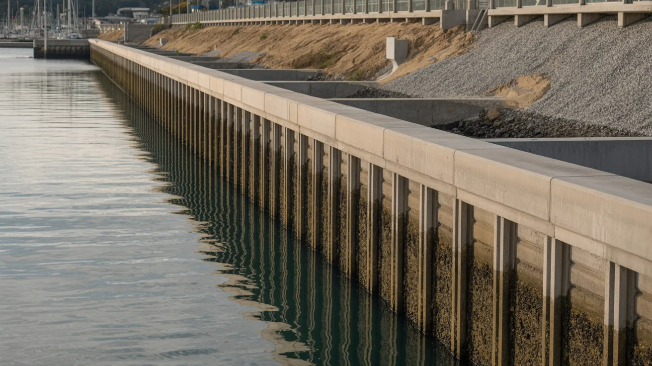 Bulkhead wall used in marine construction near a marina