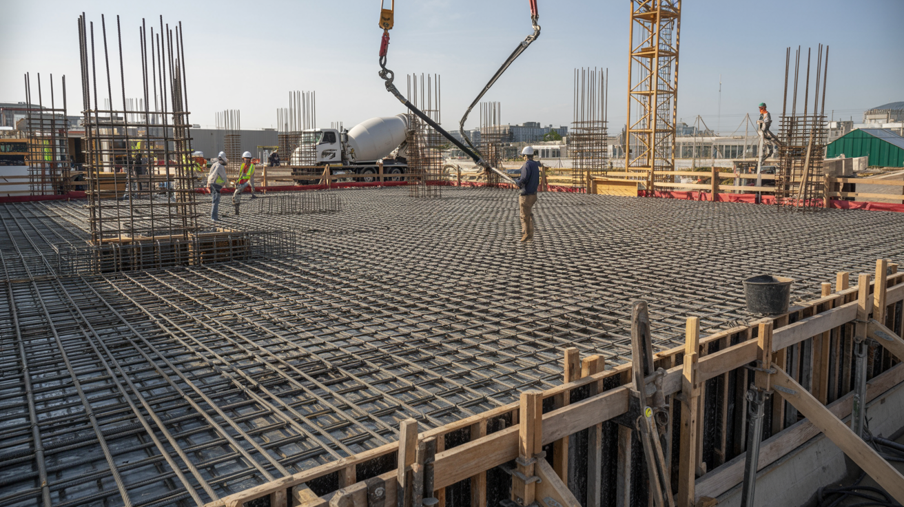 Raft footing spread across the entire building foundation area.