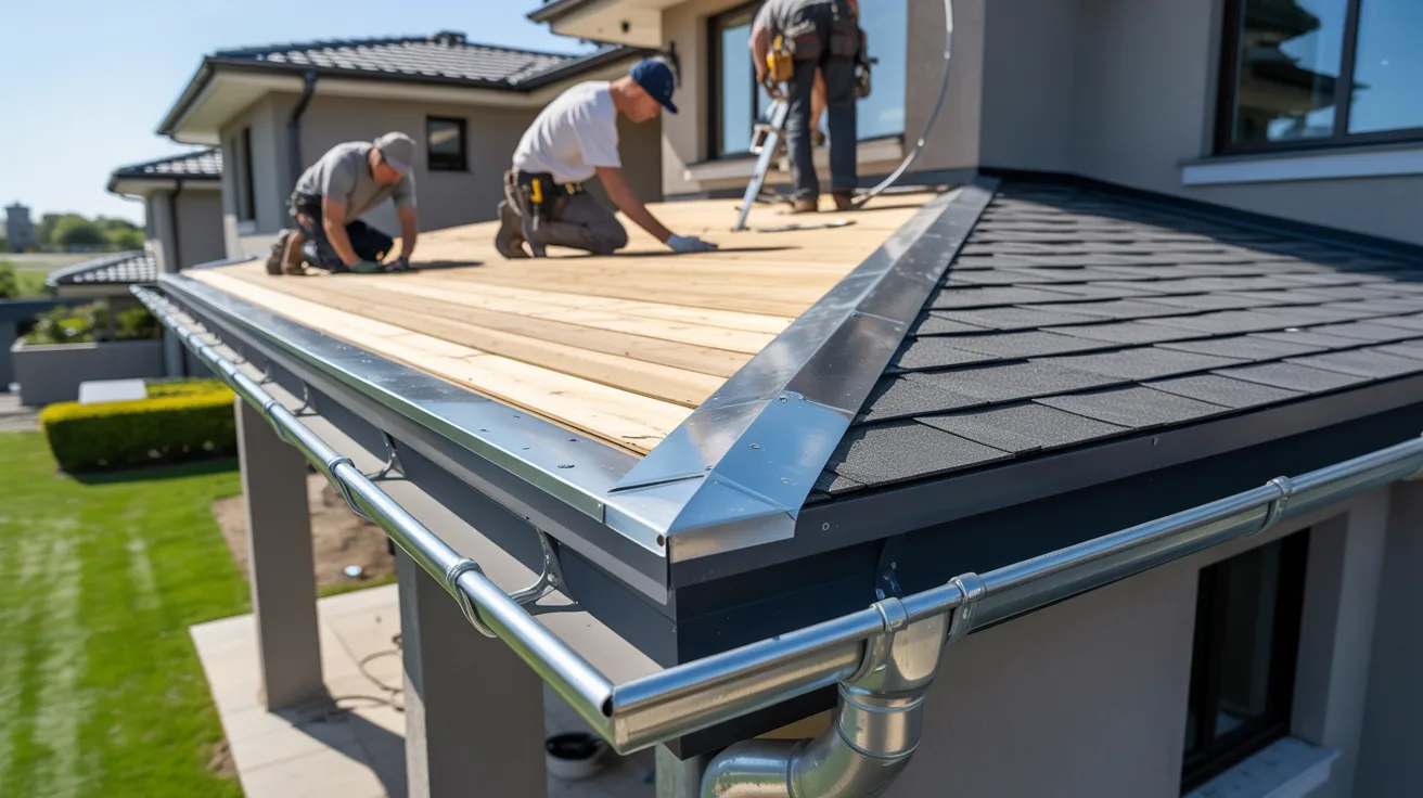 Adding flashing and gutters to seal roof joints and manage water drainage.