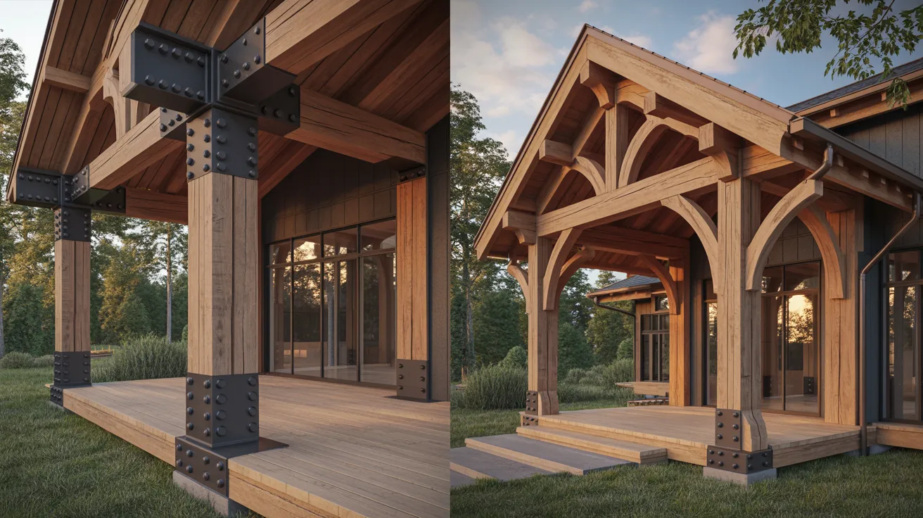 Comparison between post and beam and timber frame construction