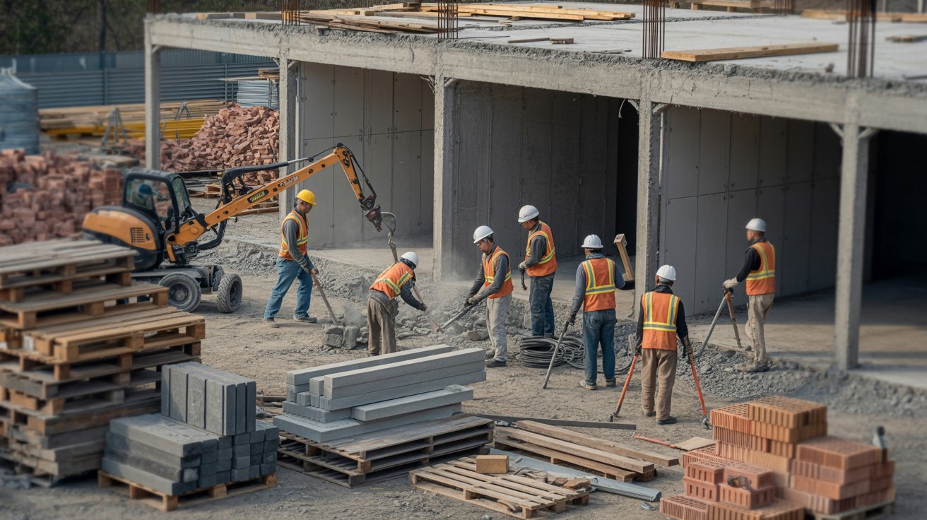 Careful dismantling of a structure during demolition work.