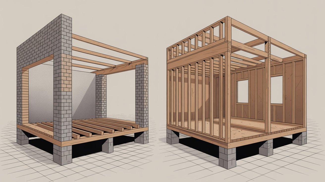 Classification comparison for joisted masonry and frame construction.