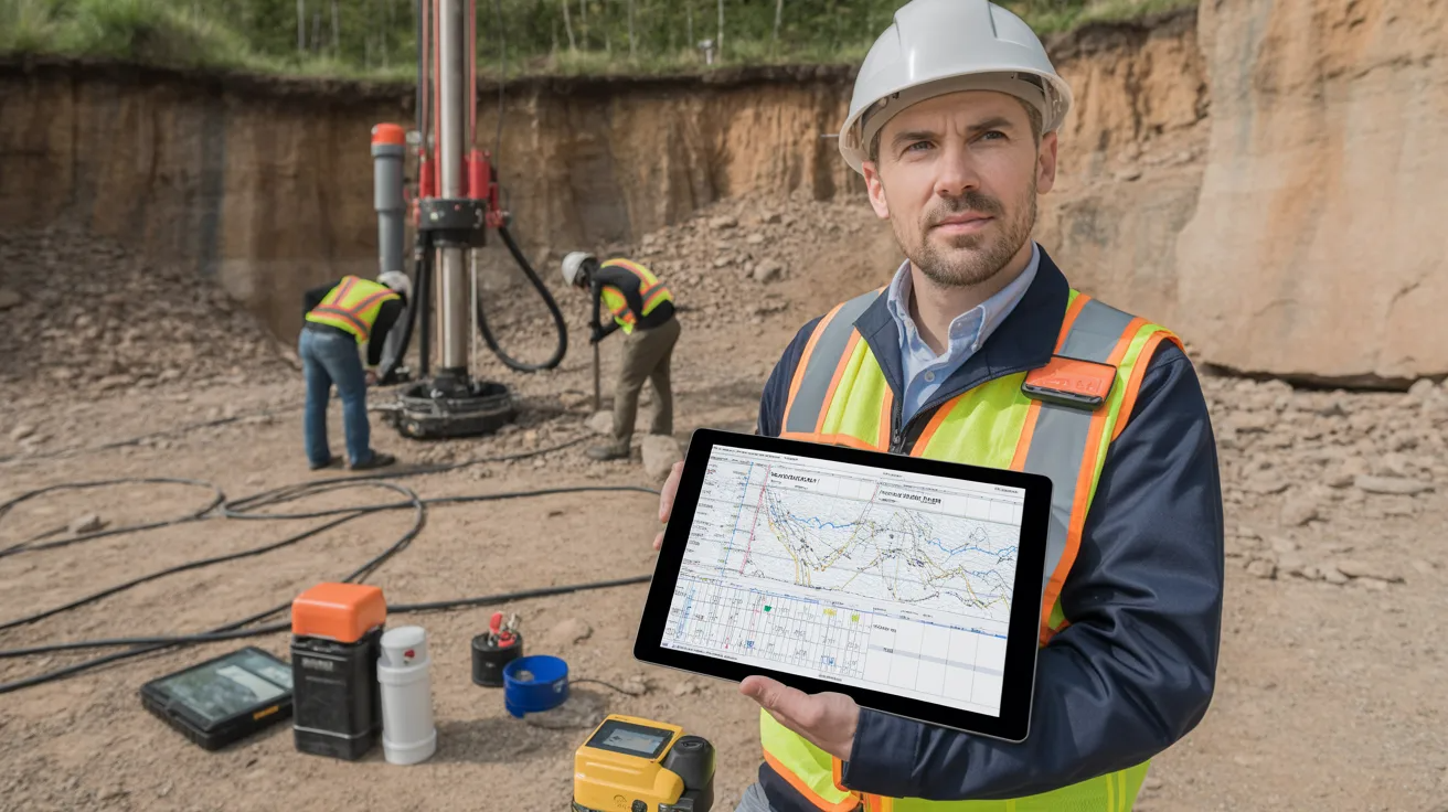 Surveyor using GPS equipment to measure land