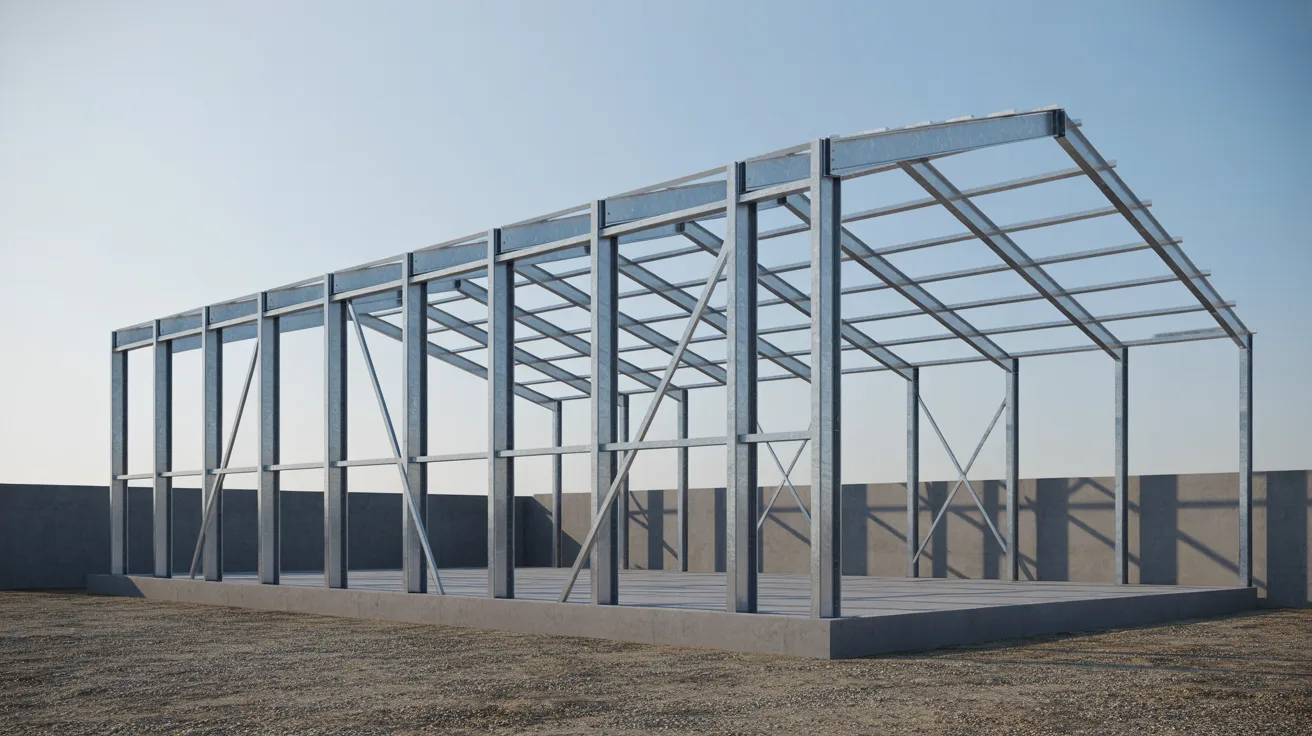 C purlins installed in a steel roof framing system