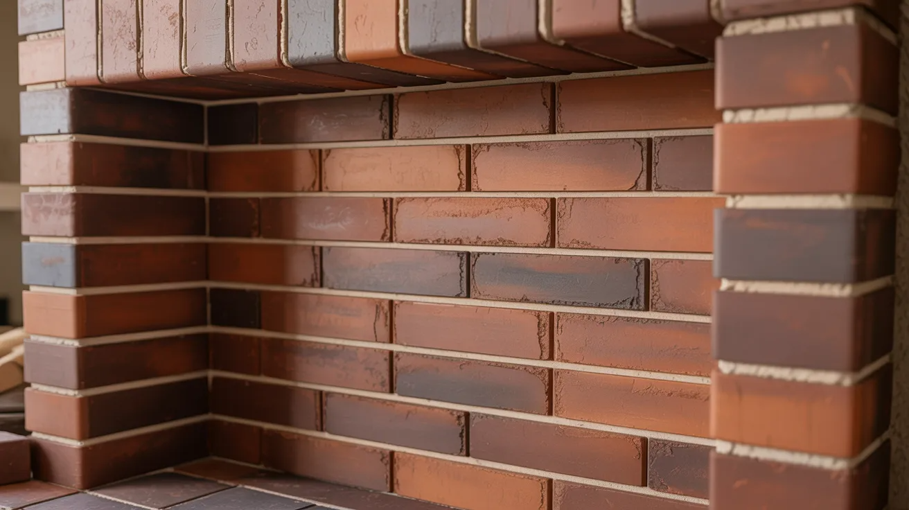 Firebrick installation inside a masonry fireplace firebox