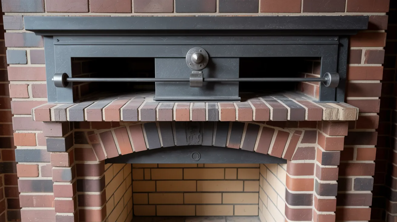 Smoke shelf and damper inside masonry fireplace