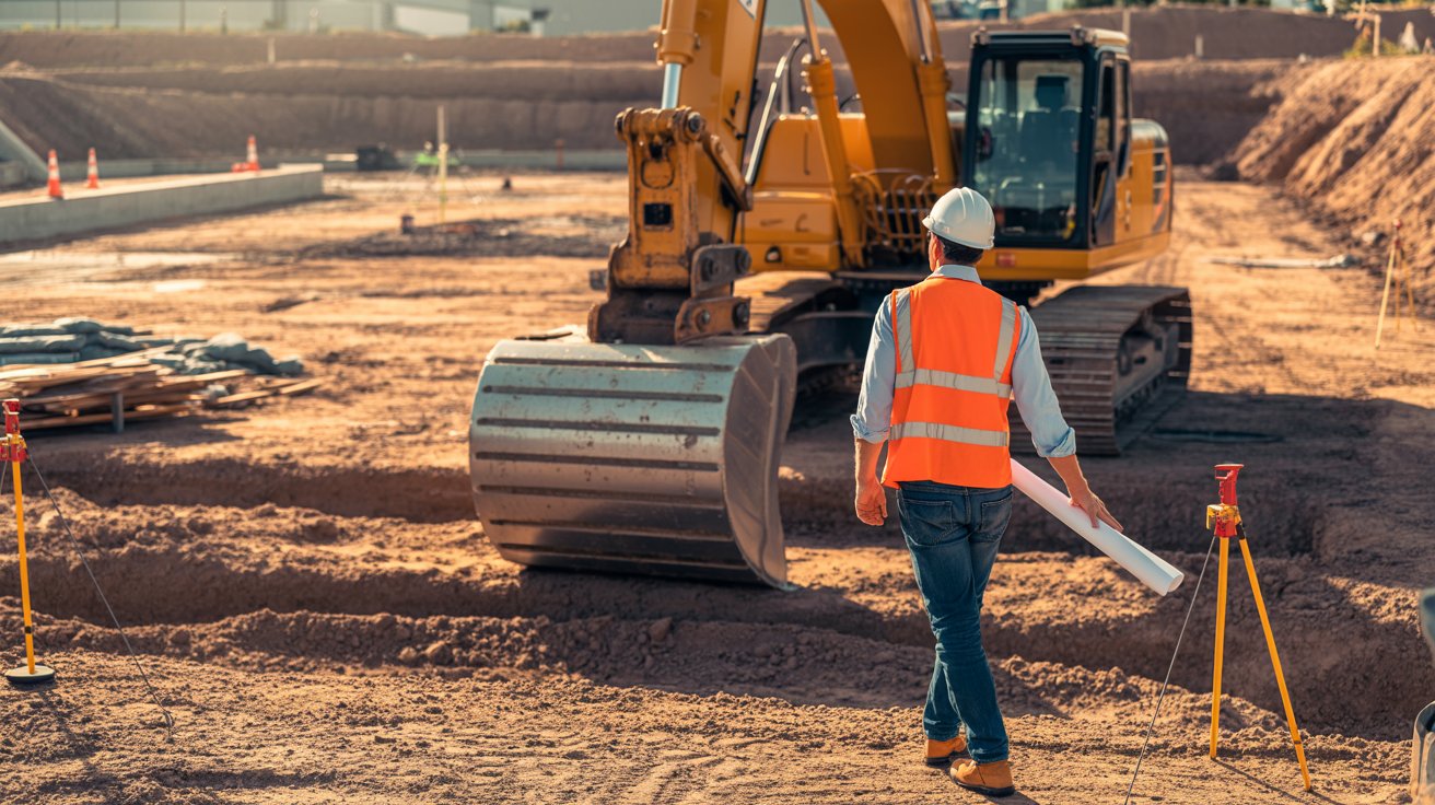 Construction contractor estimating site preparation costs.
