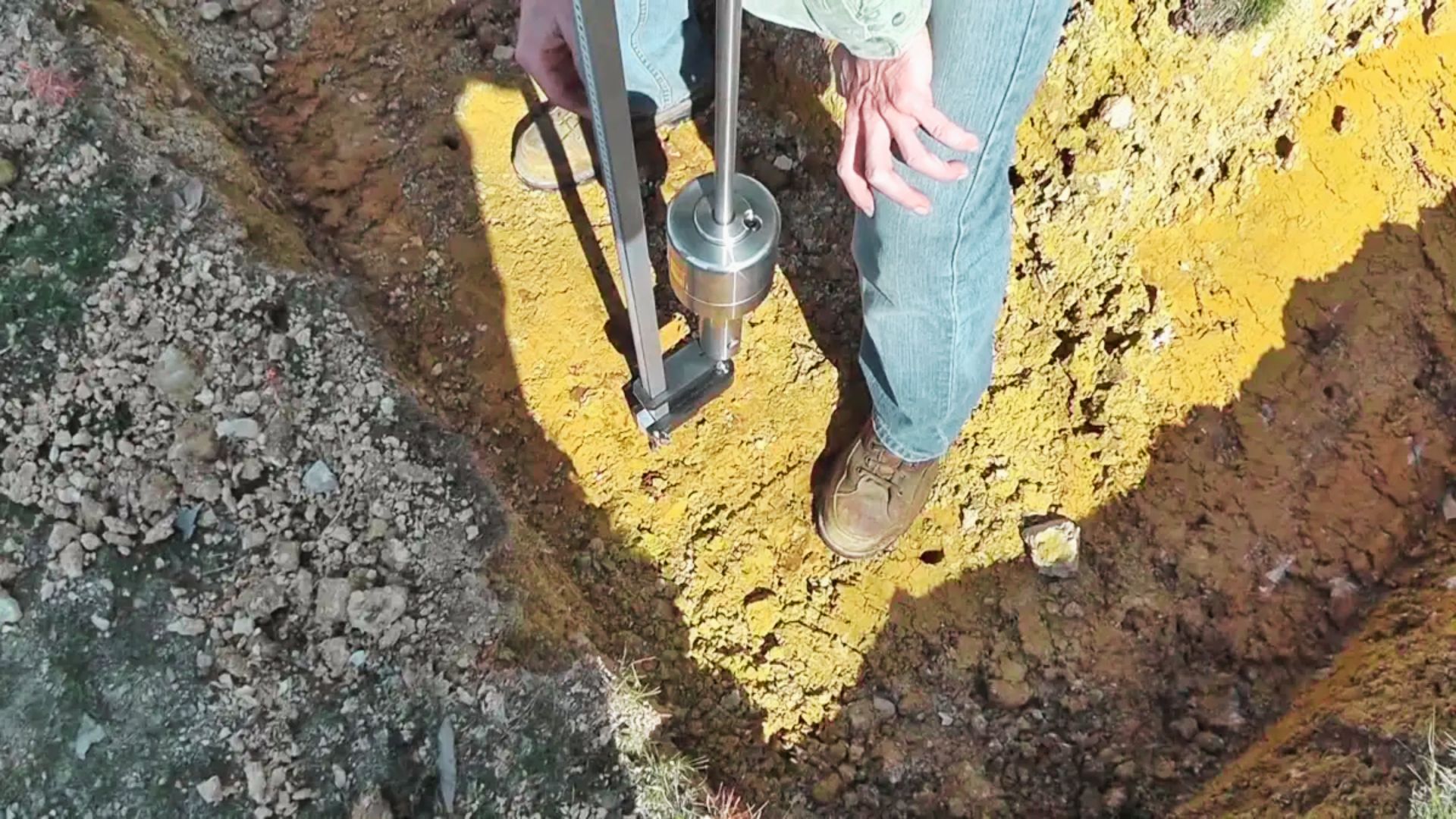 Soil testing process at a construction site.