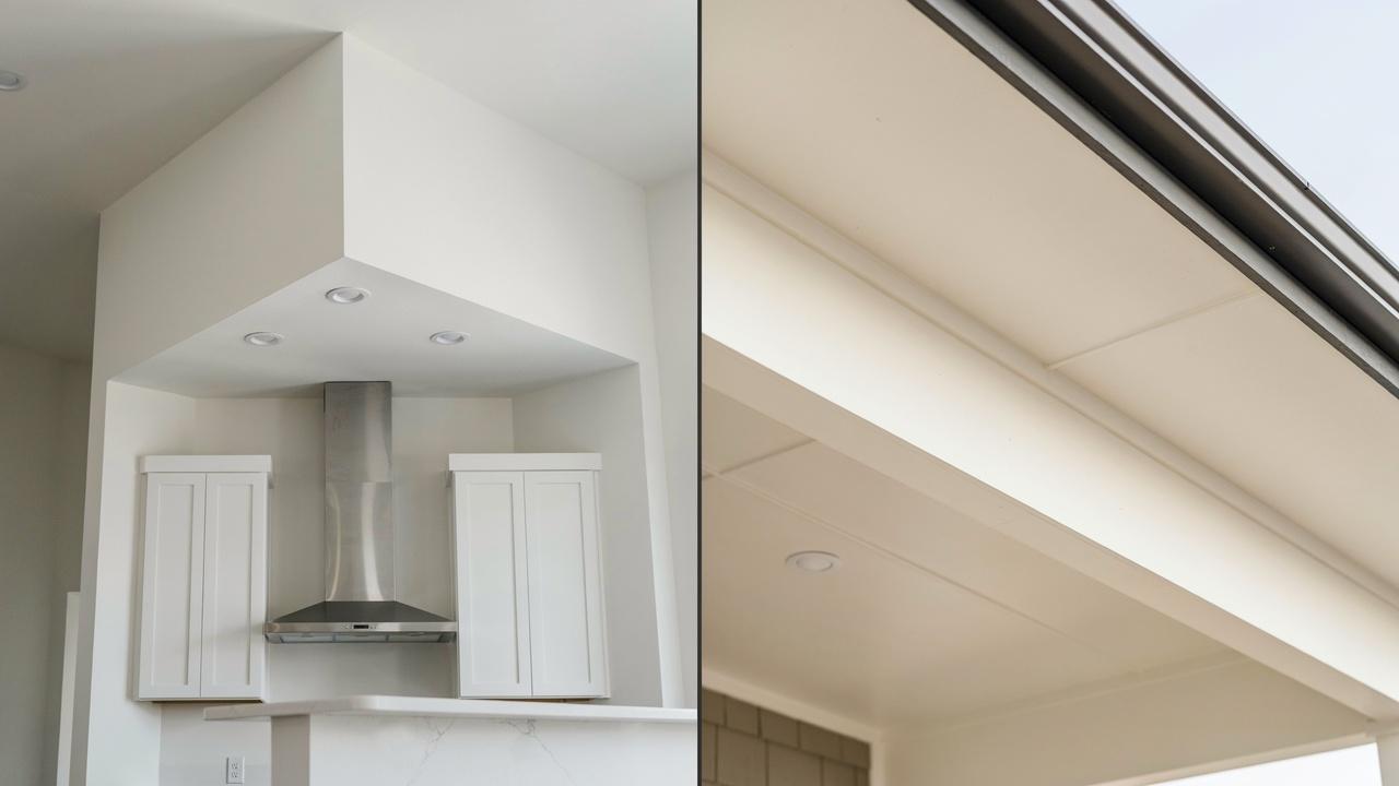 Comparison of bulkhead and soffit in construction.