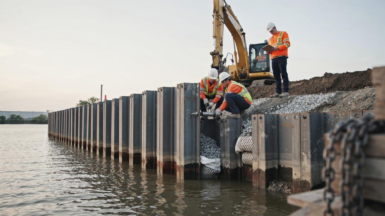 Exterior bulkhead installation and soil reinforcement.