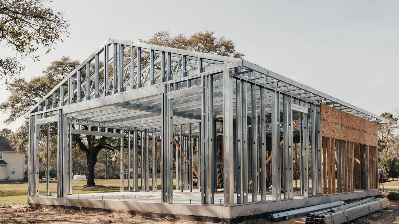 Modern residential home built with a durable light gauge steel framing system.