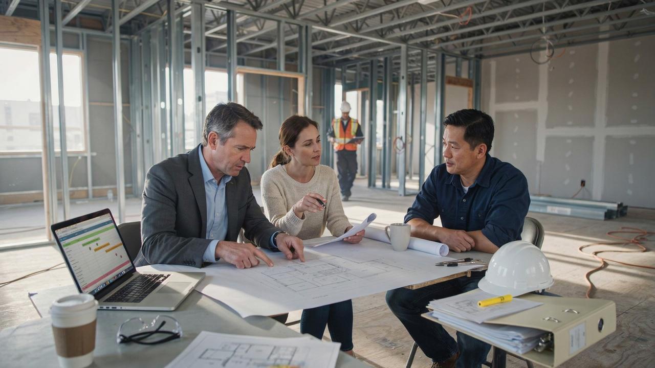 Owner architect contractor meeting explaining OAC meaning in construction.