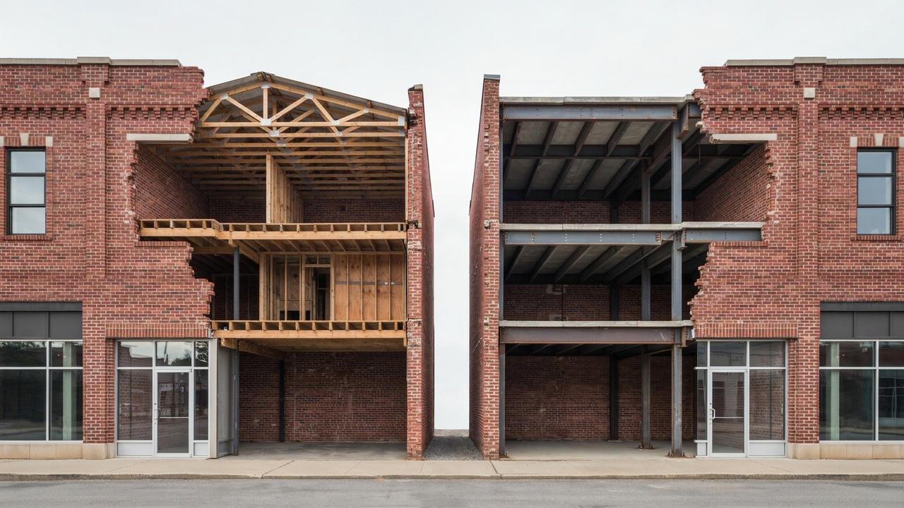 Joisted masonry and masonry non-combustible buildings reveal different structural materials and fire performance