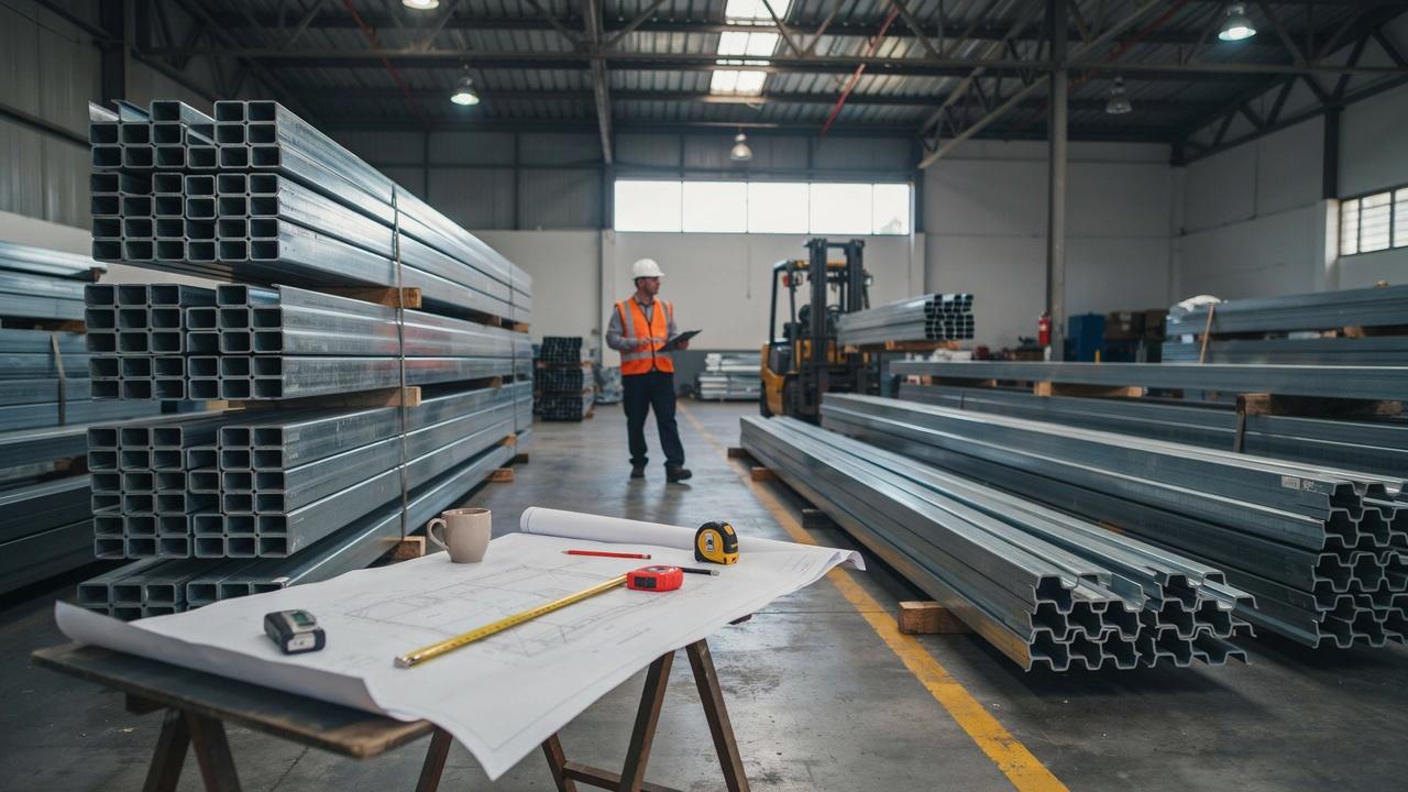 Steel C and Z purlins prepared for a construction project.