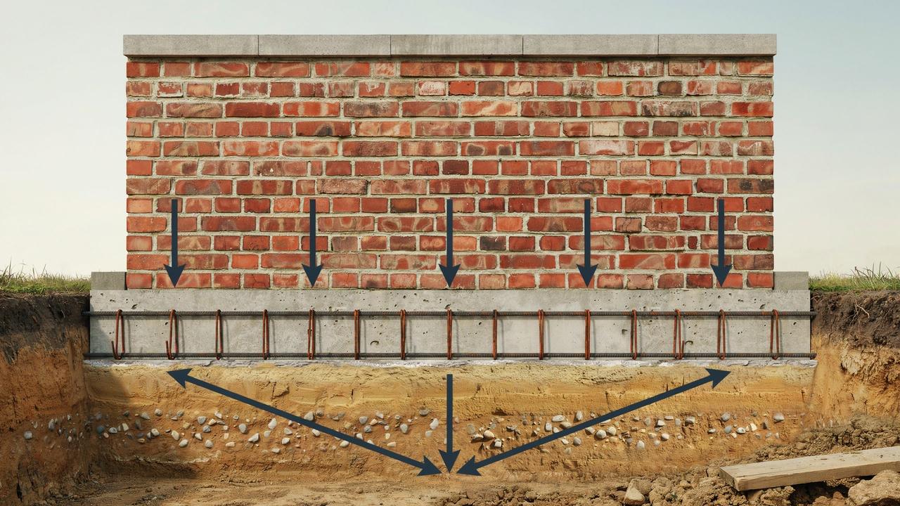 Combined and strap footings supporting columns with balanced structural load distribution.