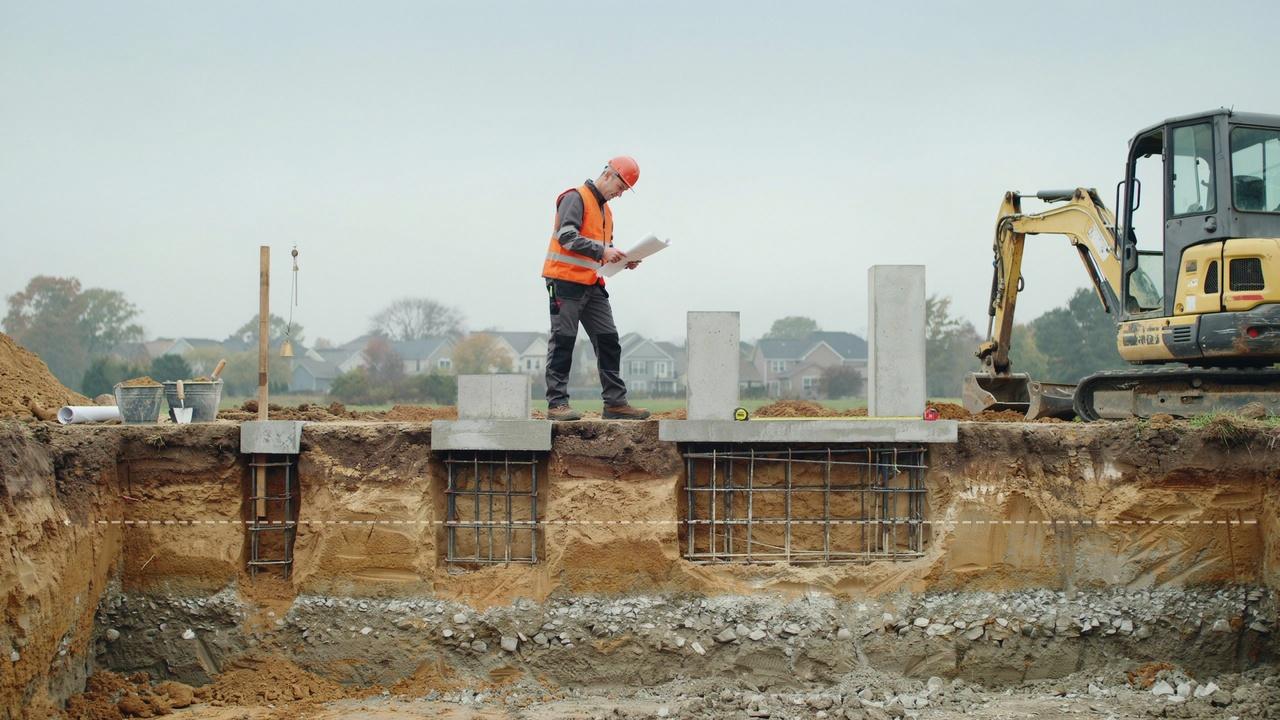 Structural engineer evaluating footing depth and width based on soil and building conditions.