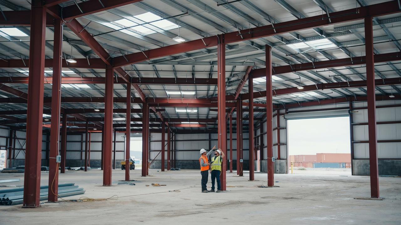 Z purlins installed in a pre-engineered steel warehouse.