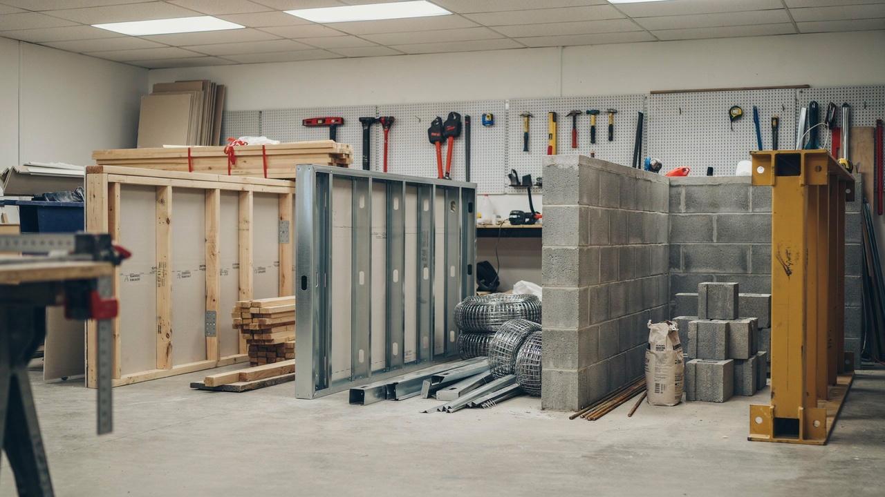 Materials commonly used to build construction bulkheads.