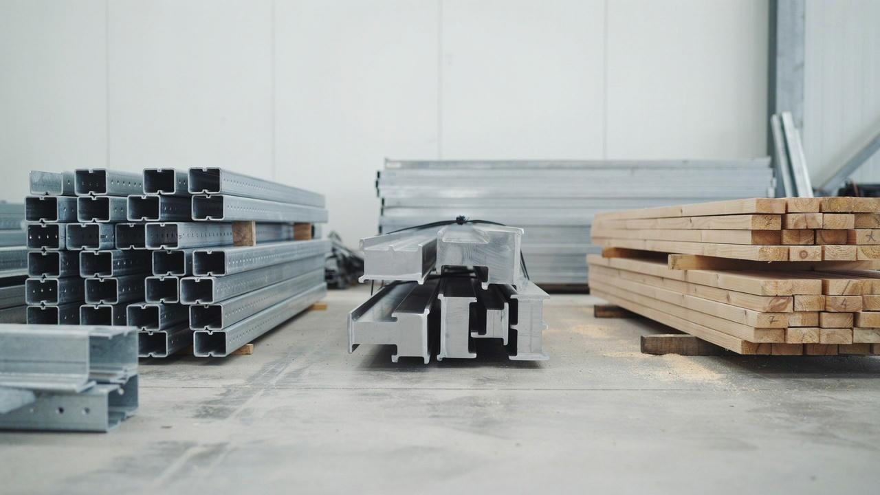 Steel aluminum and wood purlins used in construction.