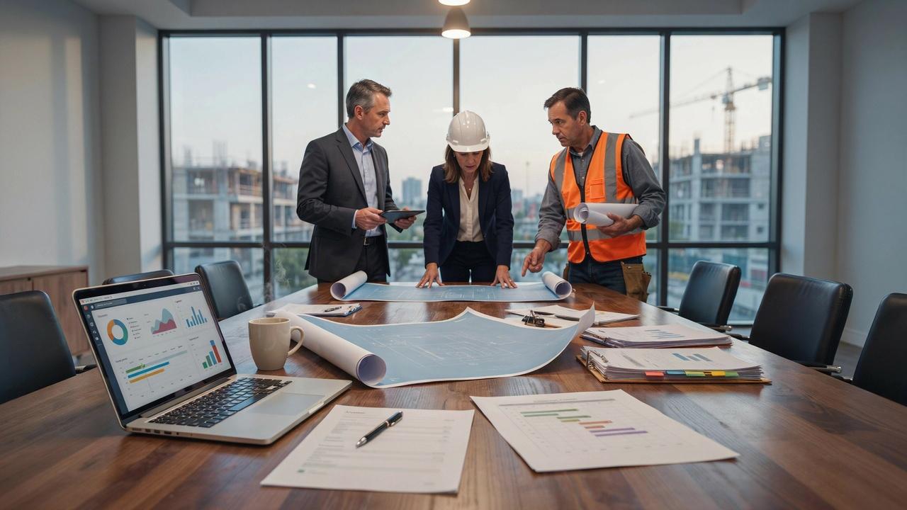 OAC meeting agenda with construction project documents and plans.