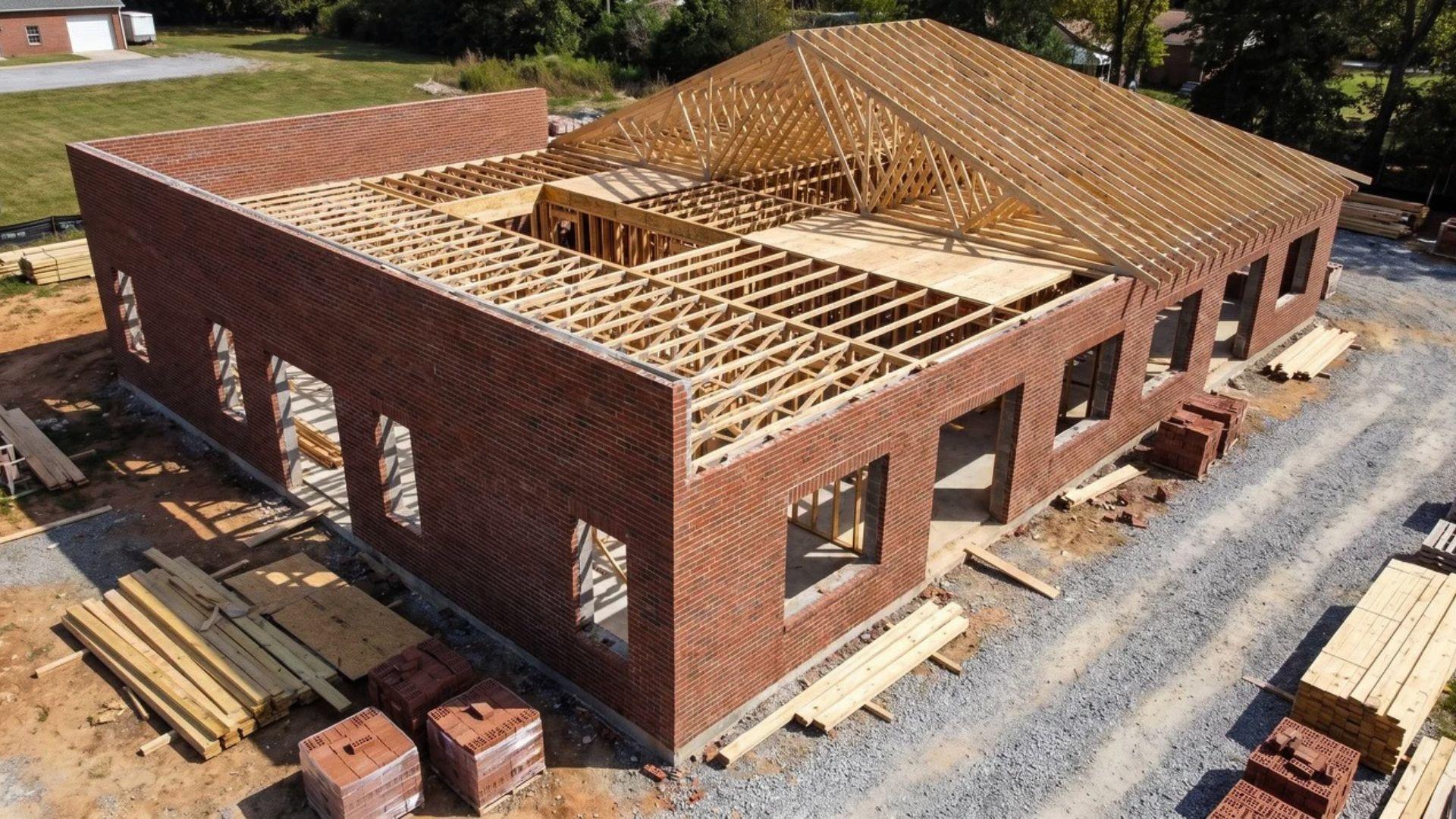 Building with masonry exterior walls and combustible wood floor and roof framing.