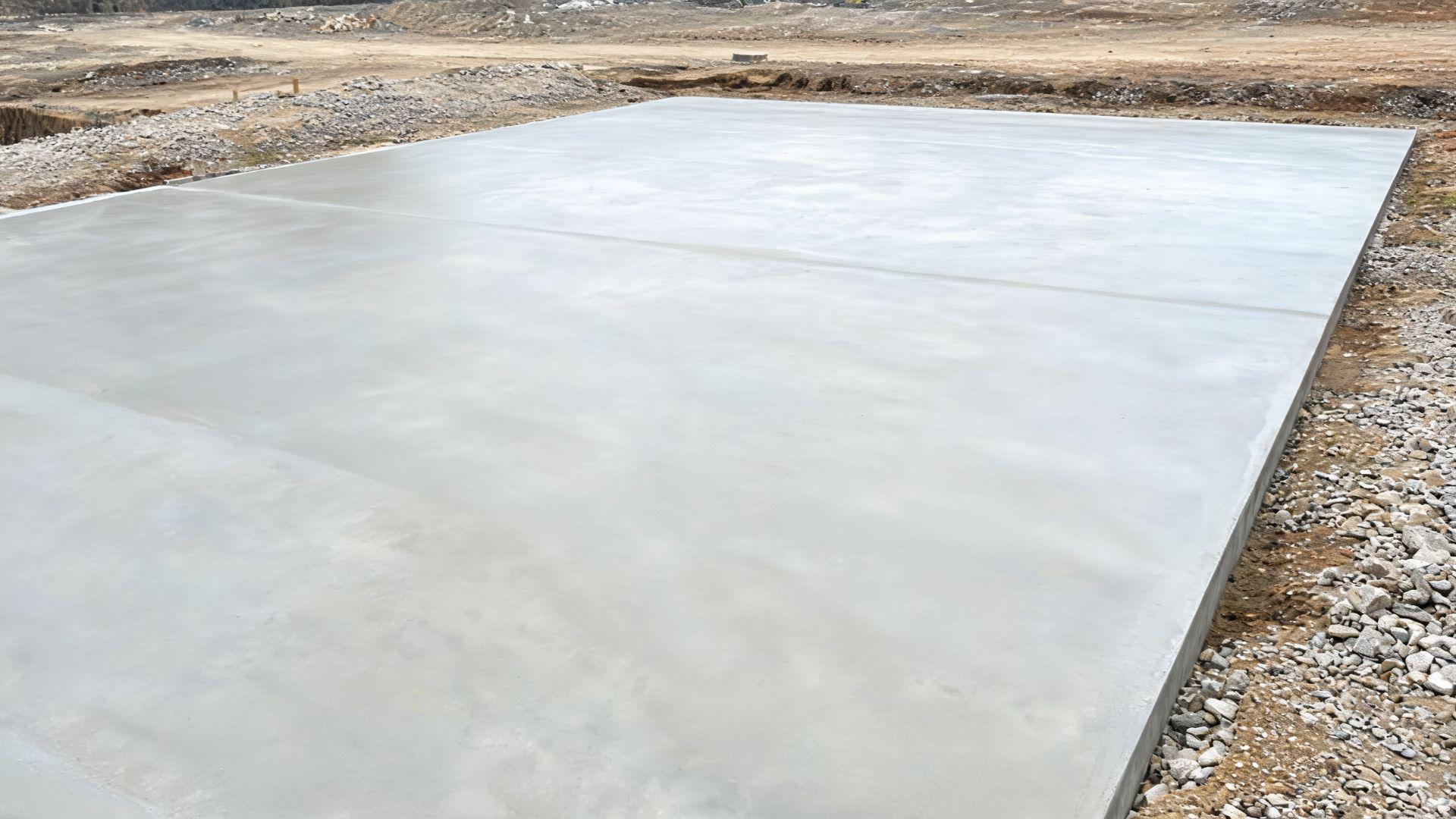 Cured concrete floor slab prepared as the casting surface for tilt-up panels.